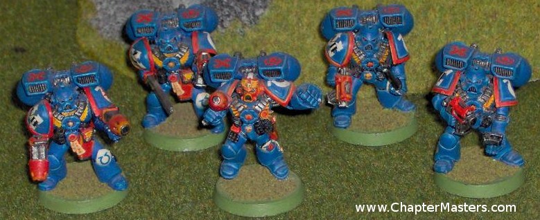 Thrid Comapany Assault Squad, Mk7 Assault squad, Metal Assault Squad, Ultramarine Assault Squad.